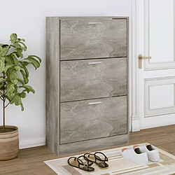 Maison Chic Armoire à Chaussures Gris béton,Meuble de Rangement à Chaussures 63x24x103 cm Bois d'ingénierie -MN98465