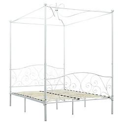 Maison Chic Lit adulte - Cadre de lit à baldaquin,Structure du lit Contemporain Blanc Métal 140 x 200 cm -MN33156