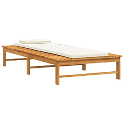 Maison Chic Chaise longue | Transat Bain de soleil coussin/oreiller blanc crème bois massif acacia -GKD54866