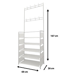 Acheter Nyana Porte-manteau de couloir, organisateur d'entrée en tissu, 5 étagères, étagère à chaussures, 20 paires, 8 cintres, 167x60x26cm Blanc
