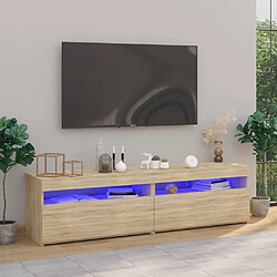 Maison Chic Meubles TV 2 pcs avec lumières LED pour salon Chêne sonoma 75x35x40 cm -MN26742