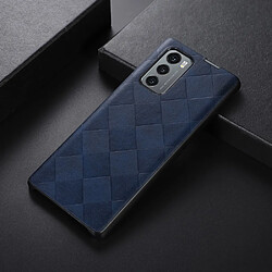 Coque en TPU + PU texture la grille bleu pour votre LG Wing 5G