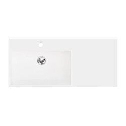 Acheter Vente-Unique Plan vasque suspendu en solid surface avec porte serviettes - Blanc - L90 x l40 x H17 cm - GANDAKI