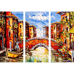 HOMEMANIA Set 3 Tableau Inspirations de l'Auteur - Dessin - Paysage - pour Séjour, Chambre - Multicolore en Coton, Bois, 69 x 2 x 50 cm