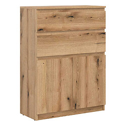 Dansmamaison Commode 2 portes battantes 2 tiroirs Bois clair - QIZ pas cher