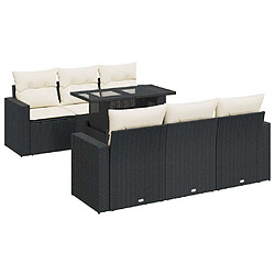 vidaXL Salon de jardin 7 pcs avec coussins noir résine tressée