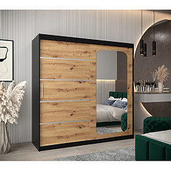 Abiks Meble Armoire PROMO V2 À Portes Coulissantes 200/200/62 2 Portes (Noir/Artisan)