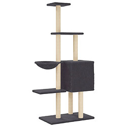 Avis Helloshop26 Arbre à chat meuble tour grimper jouet grattage grattoir escalade plateforme avec griffoirs en sisal foncé 145 cm gris 02_0022664