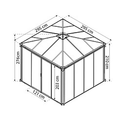 Gazebo tonnelle fermée 8.6m² gris anthracite - 704744 - PALRAM