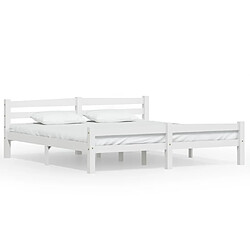 Maison Chic Lit adulte - Lit simple Cadre de lit,Structure du lit Contemporain Blanc Bois de pin massif 180x200 cm -MN26478