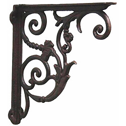 L'Héritier Du Temps Equerre Crédence Potence Murale en Fonte Marron Suspension Support pour Etagère 6x28x30cm