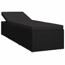 Acheter Maison Chic Chaise longue avec coussin | Bain de soleil Relax | Transat et table à thé Résine tressée Noir -GKD83502