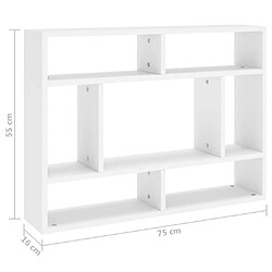 vidaXL Étagère murale Blanc 75x16x55 cm Bois d’ingénierie pas cher