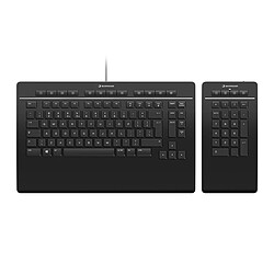 3Dconnexion Keyboard Pro with Numpad clavier USB + RF Wireless + Bluetooth QWERTY US International Noir