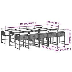 vidaXL Ensemble à manger de jardin 11pcs avec coussins gris poly rotin pas cher