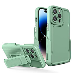 Coque en TPU anti-chocs avec béquille à clip amovible pour votre iPhone 14 Pro Max - Vert matcha