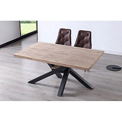 Pegane Table à manger rectangulaire en bois de chêne miel avec pieds en métal noir - Longueur 160 x Profondeur 100 x Hauteur 76 cm