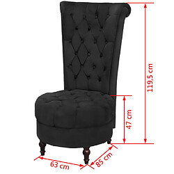 vidaXL Chaise de canapé avec dossier haut Noir Tissu pas cher