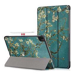 Etui en PU Impression de motifs avec support tri-pliure fleur de prunier pour votre Apple iPad Pro 11 pouces (2021)/(2020)/(2018)/Air (2020)