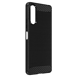 Avizar Coque Sony Xperia 10 IV Renforcée Souple Carbone Effet Brossé Noir