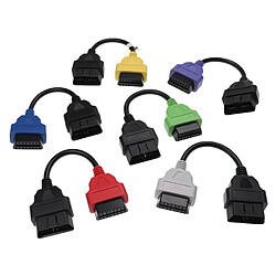 vhbw Câbles de rallonge OBD2 en lot de 6 pcs 16 Pin femelle vers 16 Pin mâle compatible avec Fiat, Alfa Romeo, Lancia, Polonez voitures - 9,5 cm