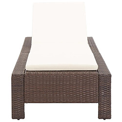 Acheter Helloshop26 Transat chaise longue bain de soleil avec coussin marron résine tressée 02_0012196