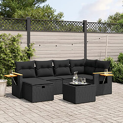 Maison Chic Ensemble Tables et chaises d'extérieur 7pcs avec coussins,Salon de jardin noir résine tressée -GKD327834