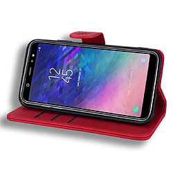 Wewoo Housse Coque Étui en cuir gaufré à double rabat avec motif pour mollet et emplacements cartes et porte-cartes Galaxy A6 2018 Rouge pas cher