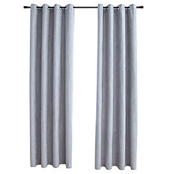 vidaXL Rideaux occultants avec anneaux en métal 2 pcs Gris 140x225 cm