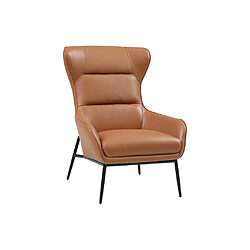 Avis Vente-Unique Fauteuil en cuir de buffle camel DINNIA