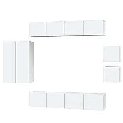 Maison Chic Ensemble de meubles TV 8 pcs | Banc TV Moderne pour salon | Meuble de Rangement - Blanc Bois d'ingénierie -MN98641