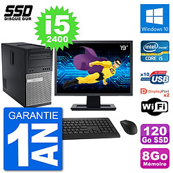 PC Tour Dell 7010 Ecran 19" Intel Core i5-2400 RAM 8Go SSD 120Go Windows 10 Wifi - Occasion