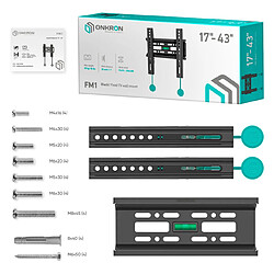 ONKRON Support TV Mural Fixe pour 17 - 43 Pouces TV & Ecran, Accroche TV Mural Universel Poids jusqu'à 30 kg - Fixation Murale TV Fixe VESA 75x75 - VESA 200x200 mm/Support Tele Mural Fixe FM1-B Noir pas cher