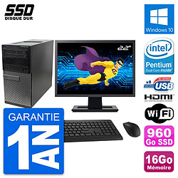 PC Tour Dell 390 MT Ecran 22" Intel G630 RAM 16Go SSD 960Go HDMI Windows 10 Wifi - Occasion