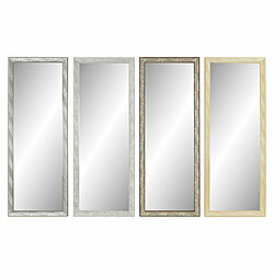 Miroir mural DKD Home Decor 36 x 2 x 95,5 cm Verre Naturel Gris Marron Blanc polystyrène Tropical Feuille d'une plante (4 Pièces)