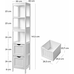 Armoire Haute, Placard de Rangement, Colonne de salle de bain 30 x 30 x 141,5 cm, Blanc BBC66WT VASAGLE pas cher