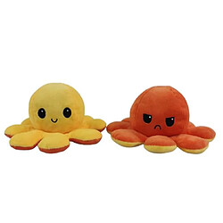 RedMiter Peluche poulpe réversible double face 40 cm -orange + jaune