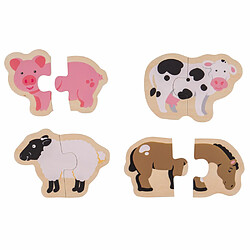 Bigjigs Toys 4 x Puzzles 2 pièces - Ferme