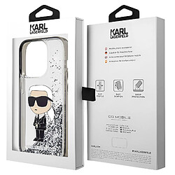 Karl Lagerfeld Coque pour iPhone 15 Pro Motifs Paillettes Flottantes Bords Rehaussés Argent