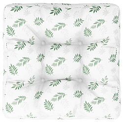 vidaXL Coussin de palette motif de feuilles 50x50x12 cm tissu