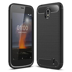 Wewoo Coque noir pour Nokia 1 Texture en fibre de carbone brossé antichoc TPU étui de protection