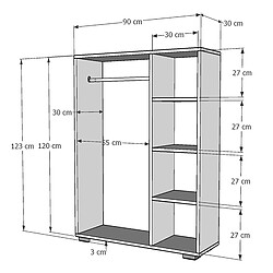 Helloshop26 Armoire avec 4 compartiments de stockage 123 x 90 x 30 cm blanc 03_0006359