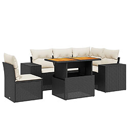 Maison Chic Ensemble Tables et chaises d'extérieur 6pcs avec coussins,Salon de jardin noir résine tressée -GKD654848