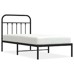 vidaXL Cadre de lit métal sans matelas avec tête de lit noir 90x190 cm