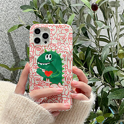 GUPBOO Étui pour iPhone12 Plein écran graffiti amour dinosaure amusant étui de téléphone dessin animé doux