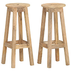 vidaXL Tabourets de bar lot de 2 bois de manguier massif