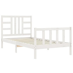 Maison Chic Cadre/structure de lit et tête de lit pour adulte - Lit Moderne Chambre blanc 100x200 cm bois massif -MN68778 pas cher