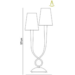 Luminaire Center Lampe de Table Paola 2 Ampoules E14, argent peint avec Abat jour crèmes