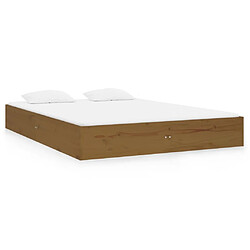 vidaXL Cadre de lit sans matelas marron miel bois massif 135x190 cm