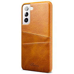 Coque en TPU + PU avec porte-cartes kaki pour votre Samsung Galaxy S21 5G